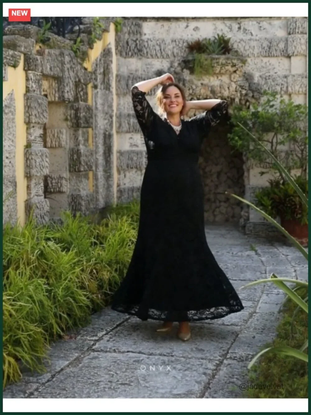 Plus Size Lace Evening Gown Fit & Flare Black-Tie Formal Dress